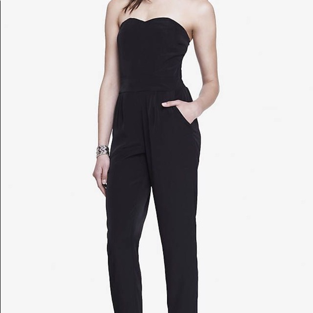 Black Sweetheart Neckline Strapless Jumpsuit